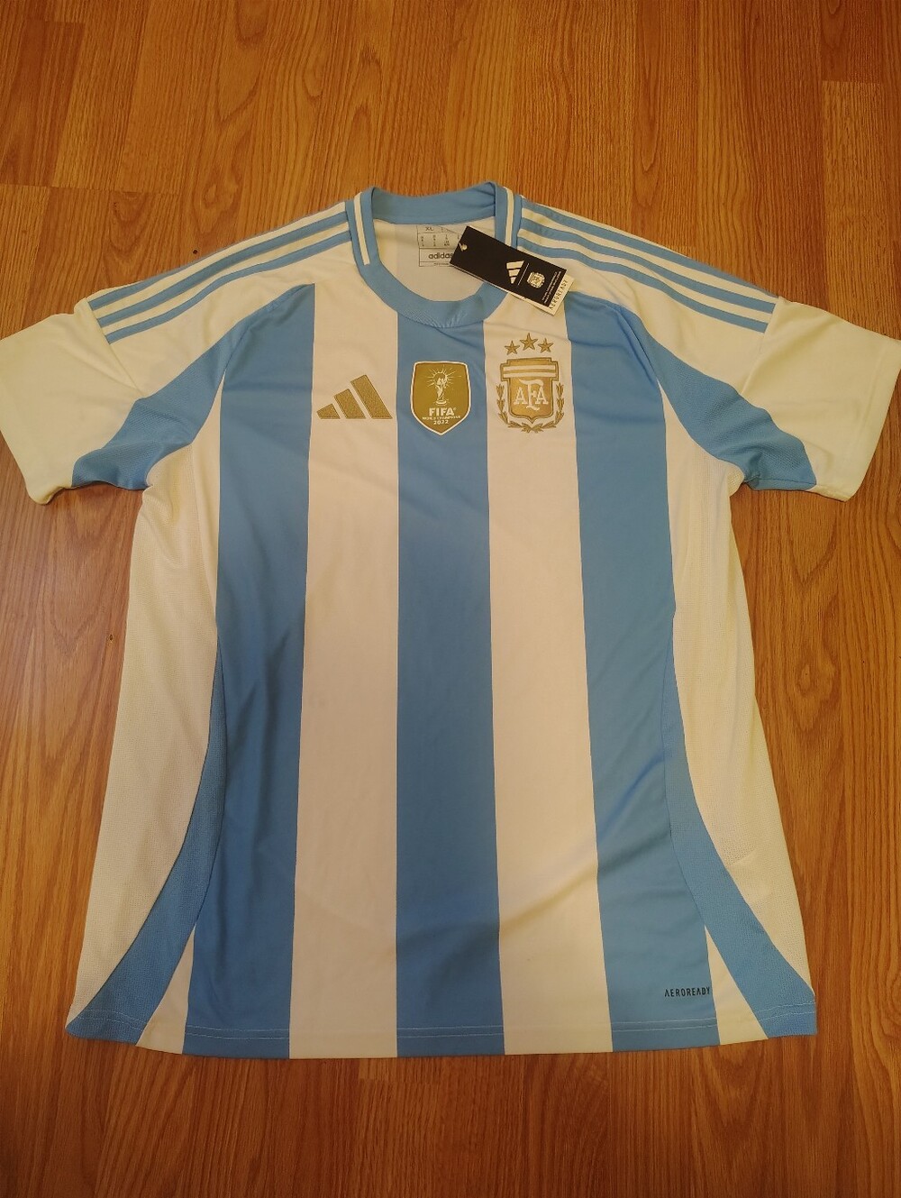 adidas Argentina Men's Soccer Jersey in Light Blue & White with Gold Accents